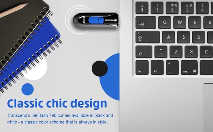 Transcend JF790 128GB USB Flash Drive, for PC/Mac/Laptop/Windows/Computer/ Desktop/TV/Car Audio, USB3.2 Gen1 Memory Stick, Thumb Drives Data Storage w/ Retractable Connector, USB2.0/3.0/3.1 Compatible