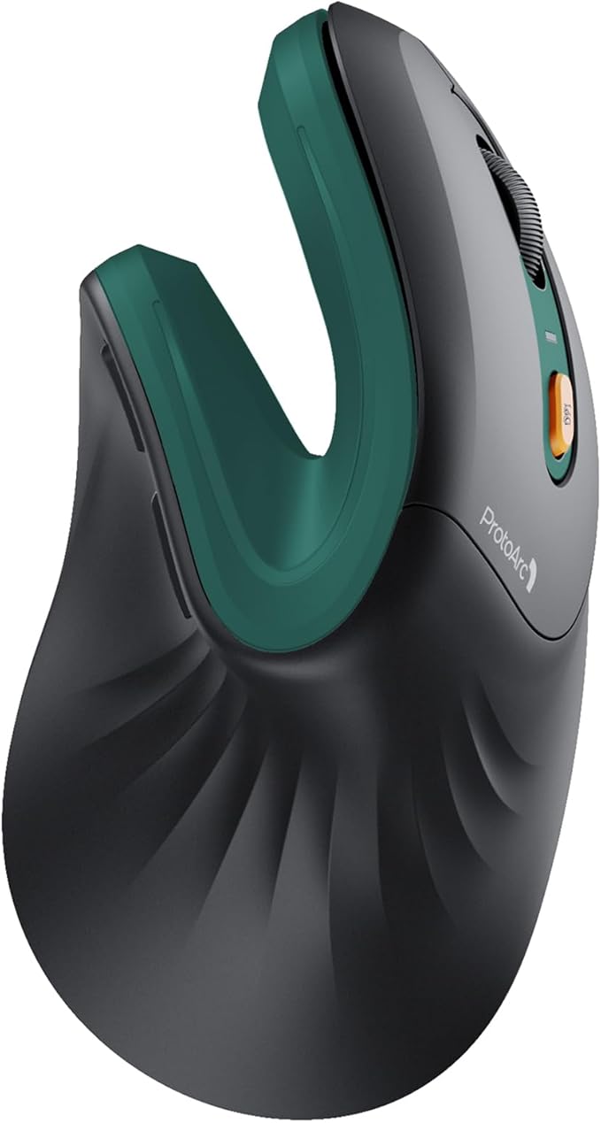 ProtoArc Ergonomic Mouse, EM11 NL Bluetooth Rechargeable Wireless Vertical Mouse, 3 Multi-Device Connectivity for Computer/PC/Laptop, 2.4GHz USB-A Optical Mice for Windows, Mac OS, Green