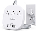 Cruise Ship Travel Essentials, 22.5W/4.5A Flat Plug Power Strip, 1Ft Short Extension Cord, 3 Outlets 4 USB Ports (2 USB C) Cruise Approved Power Strip No Surge Protection, Desktop Charging Station