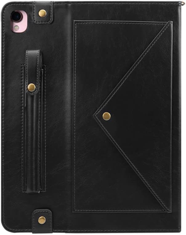 Handbag Case for iPad 10.2" (2019-2021) & iPad Pro/Air 10.5", Techcircle Folio Stand iPad Crossbody Wallet Case with Pencil Holder & Envelope Pocket, Hand Strap+Shoulder Strap Protective Cover, Black