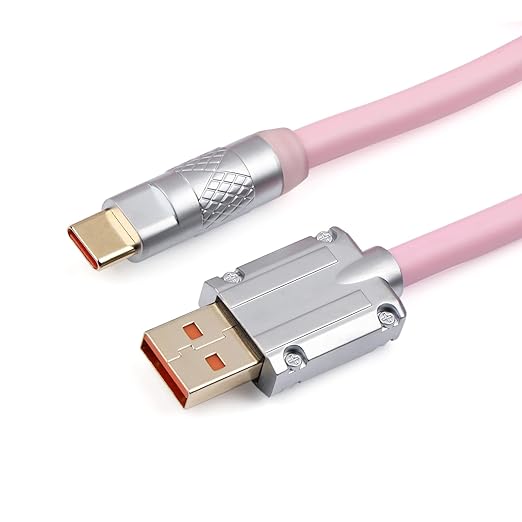 EPOMAKER Puff Aviator Coiled USB Cable, Type C Detachable Mechanical Gaming Keyboard Cable for Win/Mac/Gamers, Suitable for RT100/TH68 PRO/TH80 PRO/TH96/TH80 SE/CIDOO V65. etc(Puff Pink)