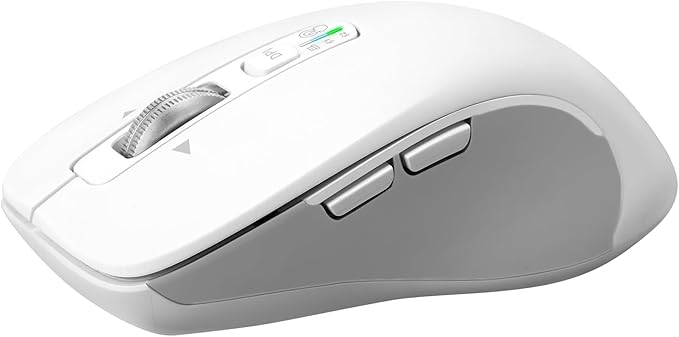 CITLLA Wireless Bluetooth Mouse (USB + BT1 + BT2), Full Size, 4-Way Scrolling, Multi-Device Silent Mouse for Computer, Laptop, iPad, MacBook (White)