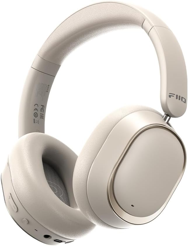 FiiO EH13 Wireless Bluetooth Noise Cancelling Over-Ear Headphones, 42dB Hybrid ANC, 45H Playtime, Foldable for Travel, Work & Commuting (Off-White)