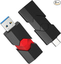 RAOYI 2 Pack 64GB USB C Flash Drive 2 in 1 Type C + USB 3.0 Flash Drive Dual OTG Retractable Type-C Thumb Drive Memory Stick for iPhone 17/16/15 iPad Android Smartphone Tablet PC (Black, Red)