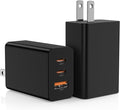 2Pack 65W USB C Wall Charger Block, 3-Port USB C Charging Adapter 100W Type C Super Fast Charging Power Plug Cube for MacBook Pro/Air,i-Pad Pro,i-Phone 17/16/15, Galaxy S25,and More-Black