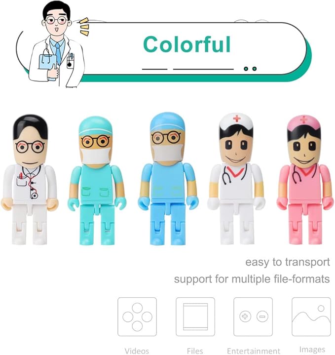 5 x 8GB Cute USB Flash Drive, Doctors Nurses Memory Stick Drive Pendrive Gift for Kids, Teacher, Friends
