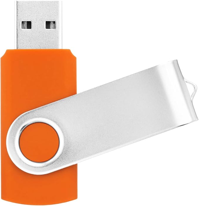 1GB USB Flash Drive 1PCS, EASTBULL USB 2.0 Thumb Drive Swivel USB Stick Memory Stick Metal Thumb Drive (Orange)