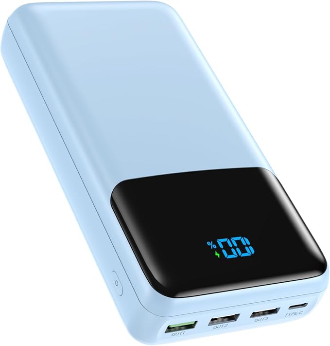 Portable Charger 50000mAh Power Bank, USB-C PD 30W Fast Charging, High Capacity External Battery Pack for Camping, Portable Phone Charger for iPhone 17/16/15/14/13/12/11 Samsung Android (Sky Blue)