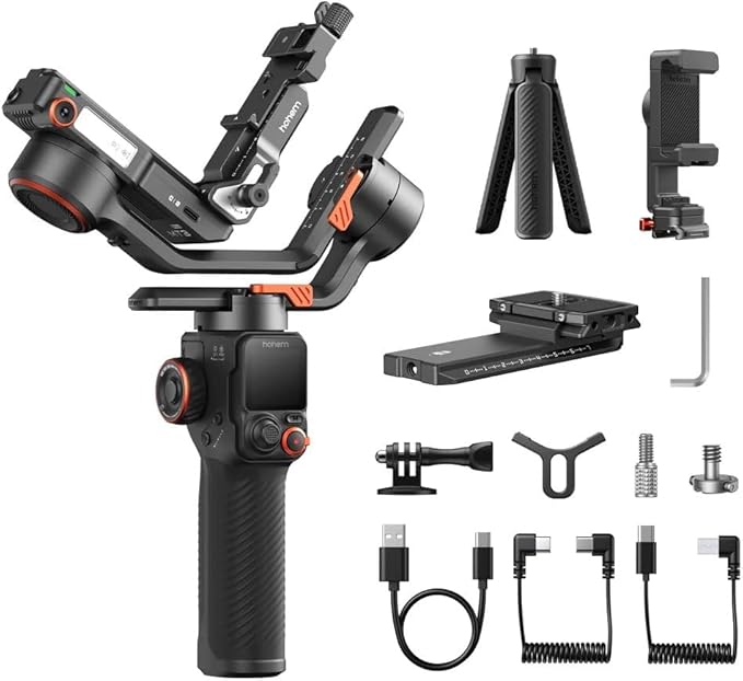 hohem iSteady MT3 Pro Camera Gimbal Stabilizer for Camera Canon/Sony/Nikon/Fujifilm/Lumix/Action Camera/Smartphone, AI Tracking with Detachable Live Feed Remote, 2.5kg Payload,4-in-1 Compatibility