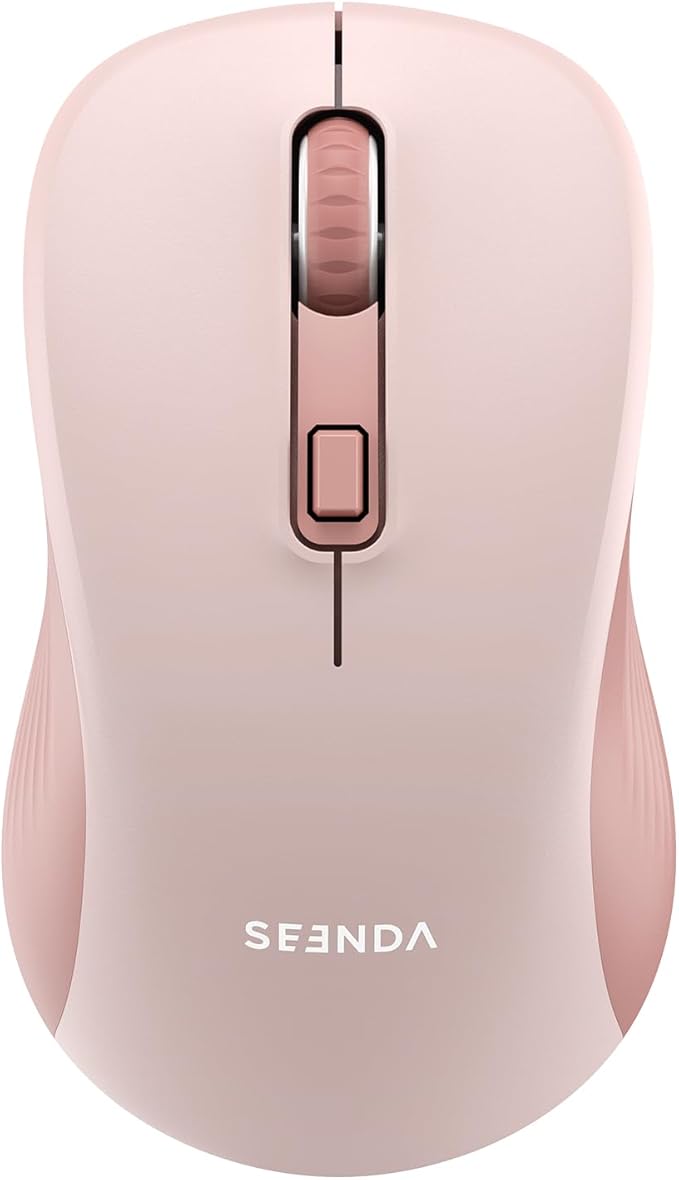 seenda Bluetooth Wireless Mouse, Bluetooth & 2.4G USB Dual Mode, Quiet Clicks, 1600 DPI Smooth Tracking, Ergonomic Design, 24-Months Battery Life, Portable Mouse for Laptop/Mac/Ipad/PC/Tablet-Pink