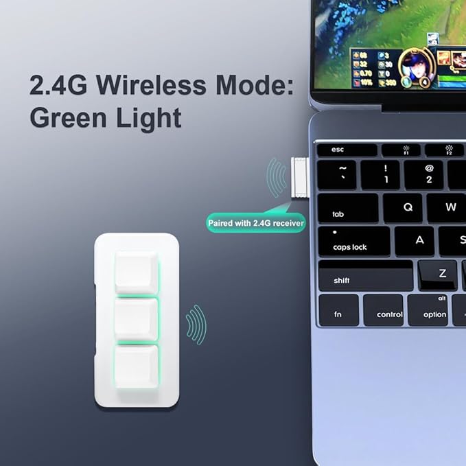 3-Key Mini Keypad 2.4G Wireless USB 2 in 1 Mechanical Gaming Keyboard Hot Key Customized Program with RGB Led for Gaming OSU Office Work