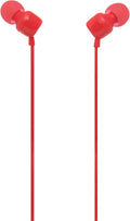 JBL Tune 110 - Wired in-Ear Headphones with JBL Pure Bass Sound, 1-Button Remote, Microphone and Tangle-Free Flat Cable (Red)