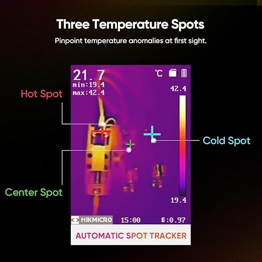 HIKMICRO E1L Thermal Imaging Camera with Laser Pointer, 320×240 Output, -4°F to 1022°F, 25Hz, <40mK, 350g Lightweight Handheld Thermal Imager with Professional PC Analysis