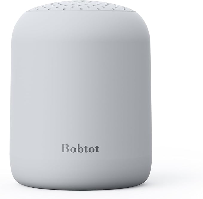 Bobtot Portable Bluetooth Speakers Wireless, Waterproof Shower Speaker with 24H Playtime, Loud Stereo Sound, TWS, Hands-Free Calling, Small Size with Carry Lanyard, LightGrey