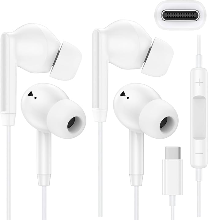 Earbuds Wired for iPhone 17e 17 Pro Max 17Pro Air Pods 16e 16 15 Plus, USB C Headphones Ear Buds Apple Corded USB C Earbuds with Microphone, USBC in-Ear Type C Earphones Android Noise Cancelling Bud