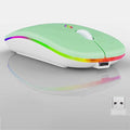 Guiheng Wireless Bluetooth Mouse,LED Dual Mode Rechargeable Silent Slim Laptop Mouse,Portable(BT5.2+USB Receiver) Dual Mode Computer Mice,for Laptop,Desktop Computer,ipad Tablet,Phone,TV (Green)