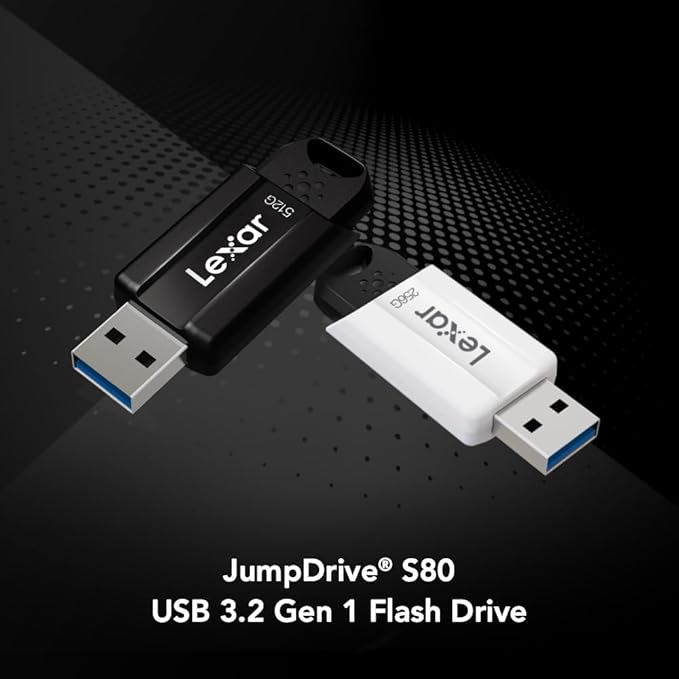 Lexar 512GB JumpDrive S80 USB 3.2 Gen 1 Flash Drive, External Storage, Up to 150MB/s Read, Black (LJDS080512G-BNBNU)