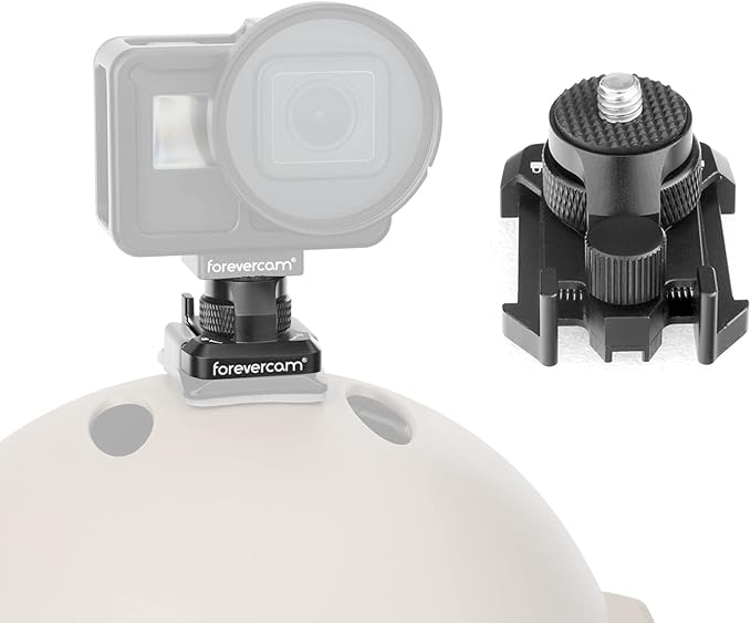 Forevercam 360°Rotate Aluminum Helmet Mount for Gopro Hero 13 12 11 10 9 8 DJI Osmo Insta360 AKASO and Other Action Camera 1/4’’-20 Lock Protector Quick Release Buckle Clip Basic Base Mount
