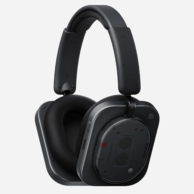Nothing Headphone (1) Hybrid Active Noise Cancelling Headphones, Wireless Over-Ear Headphones with 6 Mics, 80Hrs Playtime, Hi-Res Audio, KEF-Tuned, Spatial Sound, Comfort Fit & Fast Charging Black