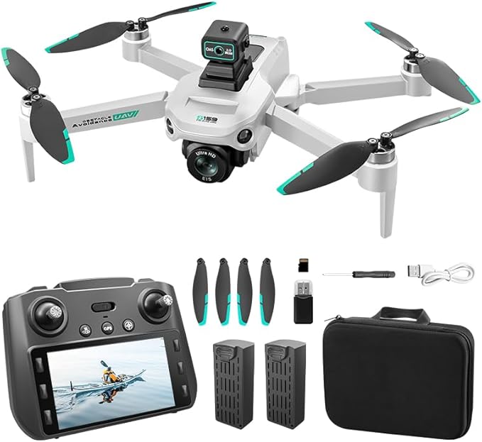GPS Drone With Screen On Controller, Auto Go Home, 4K EIS Camera, One Click Return, Tracking Function, Speed Adjustment, LED Lights, 5G WiFi Image Transmission, Gesture Shooting, Optical Flow Positioning, Headless Mode, Dual Cameras, Automatic Return W...