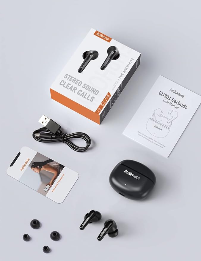 Audiovance Euphony 301 Wireless Earbuds Bluetooth Headphones for iPhone and Android, Premium Sound Wireless Ear Buds (EU301)