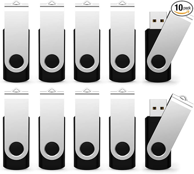 Maspen 10 Pack 8GB USB Flash Drives Bulk Pack USB 2.0 Thumb Drives Small Capacity Memory Stick Jump Drive Pen Drives (8 GB, 10pcs, Black)