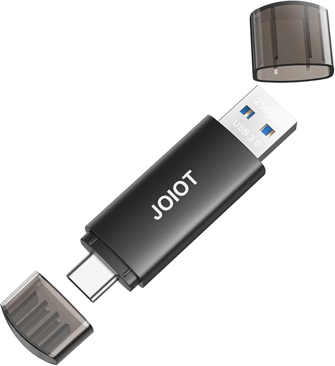 JOIOT 256GB USB C Flash Drive Dual USB 3.0 Type C + USB A Portable 2-in-1 Thumb Drive for Smartphone Tablet Computer Mac iPhone 15 Black