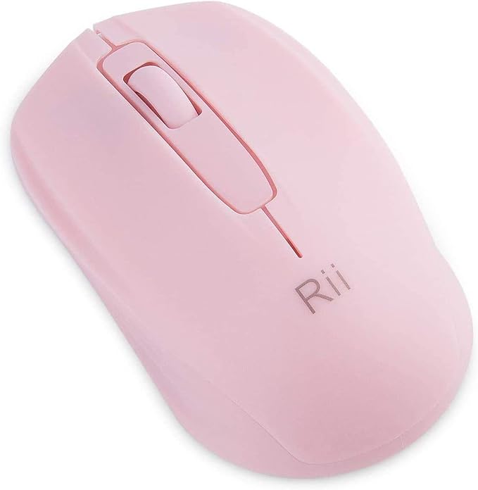 Rii Wireless Mouse,2.4G Portable Computer Mice for PC, Laptop, Windows,Office Included Wireless USB dongle (Black+Pink)