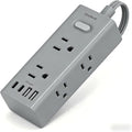 5Ft Extension Cord with Multiple Outlets, Flat Plug Power Strip Surge Protector with 5 Ft Long Cord, 6 Outlet 4 USB Ports (2 USB C), Multi Outlet Wall Plug for College, Dorm Room Essentials(Grey)