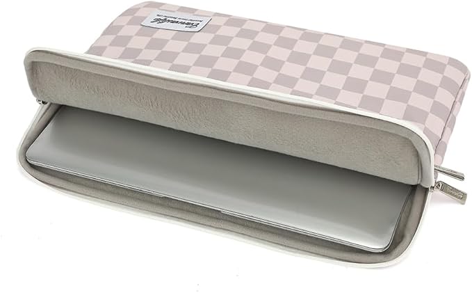 Canvaslife Neutral Checker Pattern 13 inch Canvas Laptop Sleeve with Pocket 13 inch 13.3 inch Laptop 13 case13 Sleeve