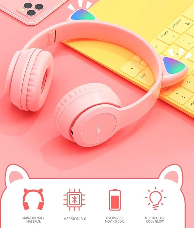 Upgraded Hybrid Noise Cancelling Headphones Over Ear with Transparent Modes Wireless Bluetooth with Mic Soft-Earpads Hi-Fi Audio Deep Bass Comfortable Fit Long Playtime for Home Office Travel Pink