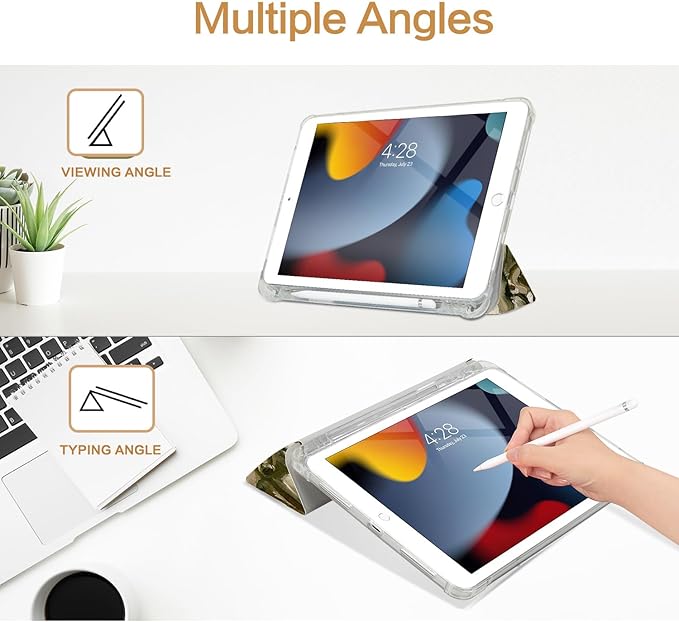 for iPad Air 2/1 Case, for iPad 5Th/6Th Generation Case 2017/2018, Slim Cover for iPad Cases 5th/6Th Generation 9.7-inch, Pencil Holder, 2 Viewing Angles, Typing Stand, Skull with Cigarette