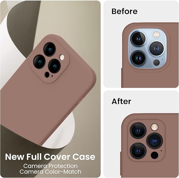FireNova Designed for iPhone 13 Pro Max Case, Silicone [Camera Protection] Phone Case, Soft Anti-Scratch Microfiber Lining Inside, 6.7 inch, Light Brown