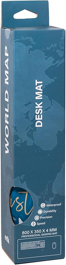 Official World Map Mouse Mat - Desk Pad - 31.5" x 13.78" Non-Slip Rubber Base Mouse Pad, Gaming Mouse Pad, Keyboard Mouse Mat