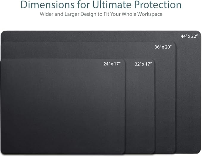 Vine Creations Leather Desk Mat Large 44" x 22", Desk Protector Mat, PU Leather Desk Pad, Large Mouse Pad, Desk Blotter, Desk Pads on Top of Desks, Desk Matt for Desktop, Office Desk Mat (Black)
