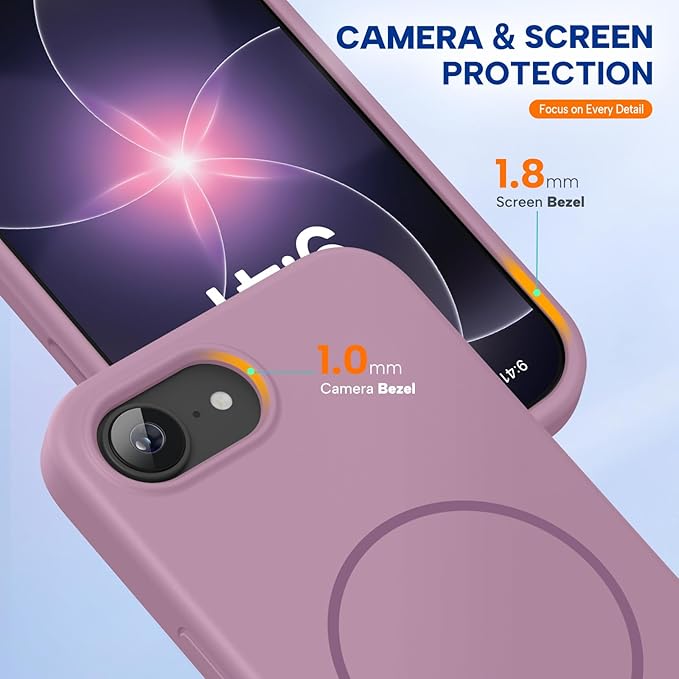 Miracase Magnetic for iPhone 17e Case & iPhone 16e Case, [Soft Anti-Scratch Microfiber Lining], Compatible with MagSafe, Silicone Shockproof Protection Phone Case for iPhone 17e/16e, Blackcurrant