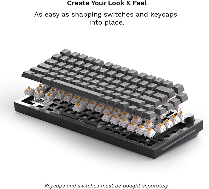 GLORIOUS Gaming GMMK PRO 75% Barebones Black (Frame Only) - Modular Mechanical Gaming Keyboard, TKL Size (75%), 3.3lb Frame, RGB, Fully Customisable, 5-Pin Switch Support