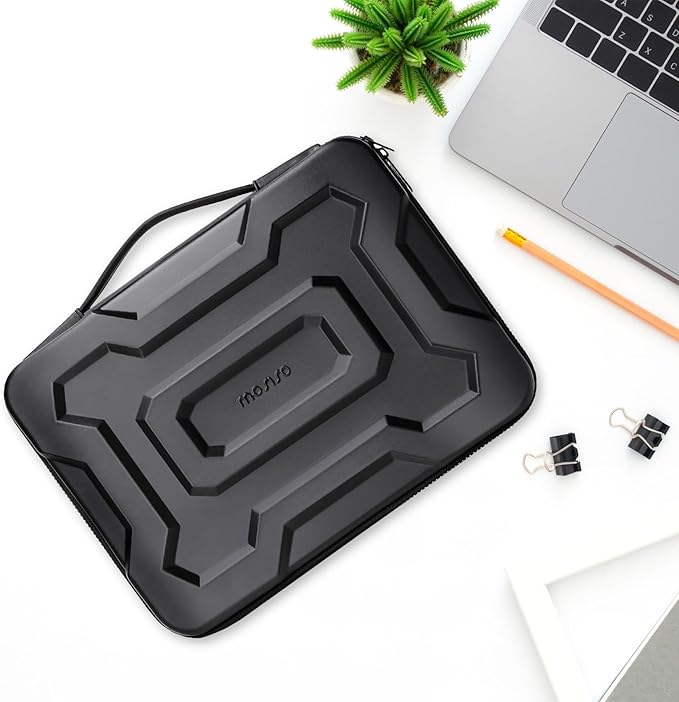 MOSISO 13-14 inch Laptop Hard Case, 13.3 inch Waterproof Shockproof Computer Bag Compatible with MacBook HP Dell, Mechanical Geometric EVA Carrying Sleeve Laptop Case Hard Shell with Handle, Black