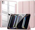 New Compatible with iPad Pro 13 inch Case M5 2025/M4 2024 with Built-in Pencil Holder, Kidopire for iPad Pro 13 Case with Hard Clear Back Shell, Support Pencil Pro & Pencil USB-C, Auto Wake/Sleep,Pink