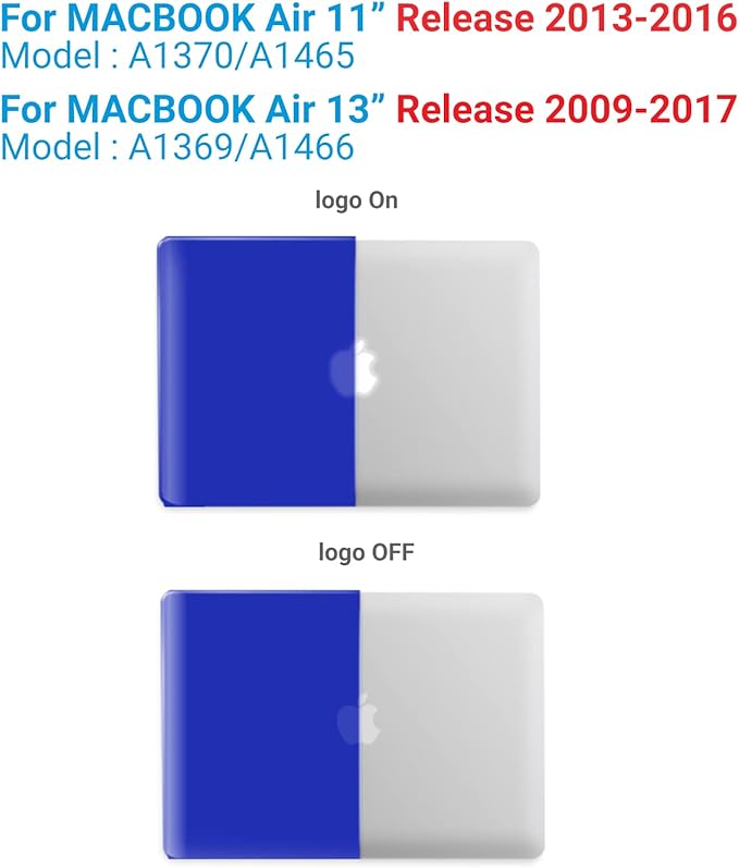 IBENZER Compatible with MacBook Air 11 Inch Case Model A1370 A1465, Soft Touch Plastic Hard Shell Case Bundle with Keyboard Cover for Mac Air 11, Royal Blue, A11RBL+1 A