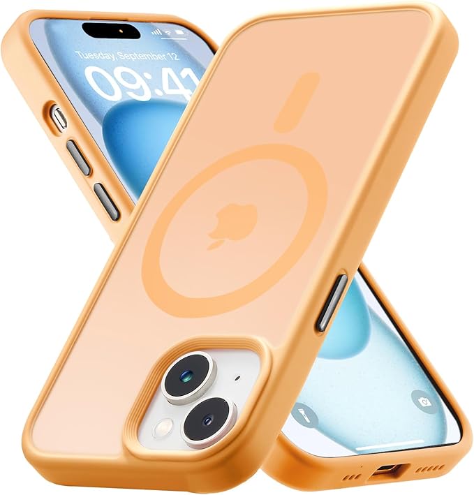 Tigowos for iPhone 15 case Fits MagSafe 10FT Drop Resistant Matte Skin Feeling Shockproof Back Cover Fits iPhone 15 Phone Cases, Yellow