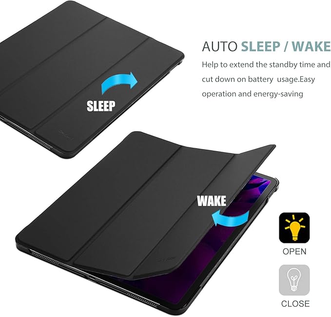 ProCase Smart Case for iPad Pro 12.9 2022/2021/2020/2018, Slim Stand Hard Back Shell Smart Cover for iPad Pro 12.9" 6th Gen/5th Gen/4th Gen/3rd Gen -Black