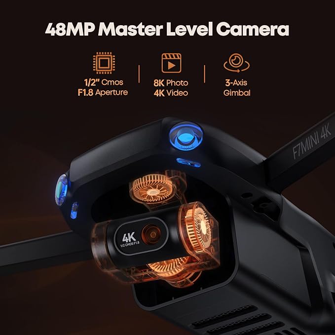 Bwine F7MINI 4K Video 8K Photo Drones with Camera for Adults, 3-Axis Gimbal EIS, 96Mins, 249g FAA-exempt, Over 6KM Transmission, Al GPS Smart Return, Follow, Waypoint, Orbit Fly, Better for Beginner