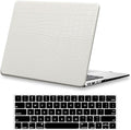 Compatible with Crocodile MacBook Pro 15 inch Case 2019 2018 2017 2016 Release A1990 A1707 with Touch Bar, Crocodile Skin Alligator Skin PU Leather Hard Shell Case & Keyboard Cover, White