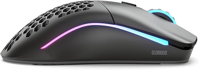 GLORIOUS Model O Wireless Gaming Mouse - Superlight, 69g Honeycomb Design, RGB, Ambidextrous, Lag Free 2.4GHz Wireless, Up to 71 Hours Battery - Matte Black