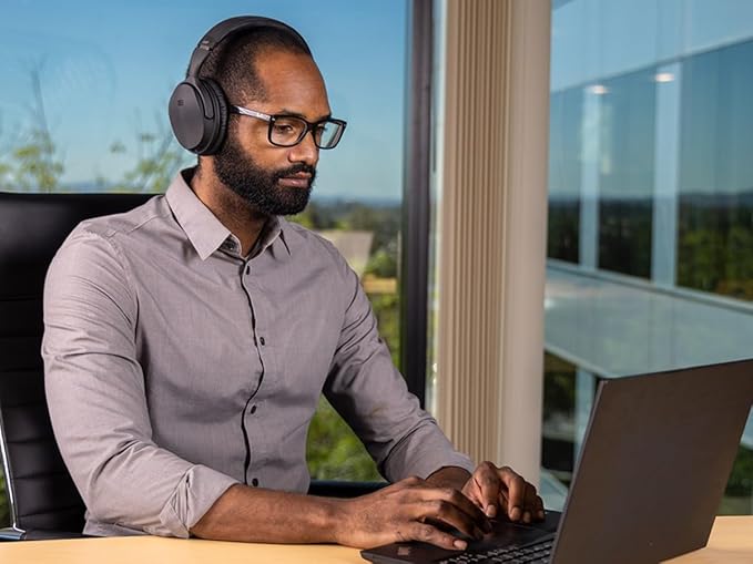 Monoprice Wireless Over Ear Headphones - Active Noise Cancelling (ANC) Bluetooth 5.0, Extended Playtime, Qualcomm aptX Audio, 40mm Drivers, Black