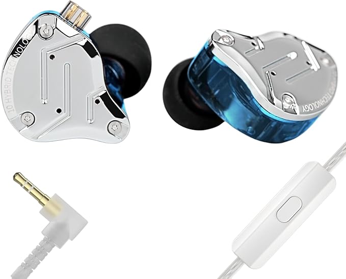 KZ ZS10 PRO in Ear Monitor Headphones, 4BA+1DD 5 Hybrid Driver Gaming Earbuds Wired Earphones, HiFi Clarity Sound Immersive Bass IEMs for Gaming Musicians Singers Audiophiles (Blue with Microphone)