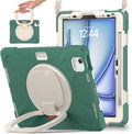 SCSVPN Case for iPad Air 11 Inch M4 2026/M3 2025/M2 2024, iPad Air 10.9'' 5th/4th Gen 2022 2020, iPad Pro 11 4th/3rd/2nd/1st Gen, Protective Case with Pen Holder, Stand, Shoulder Strap, Emerald Green