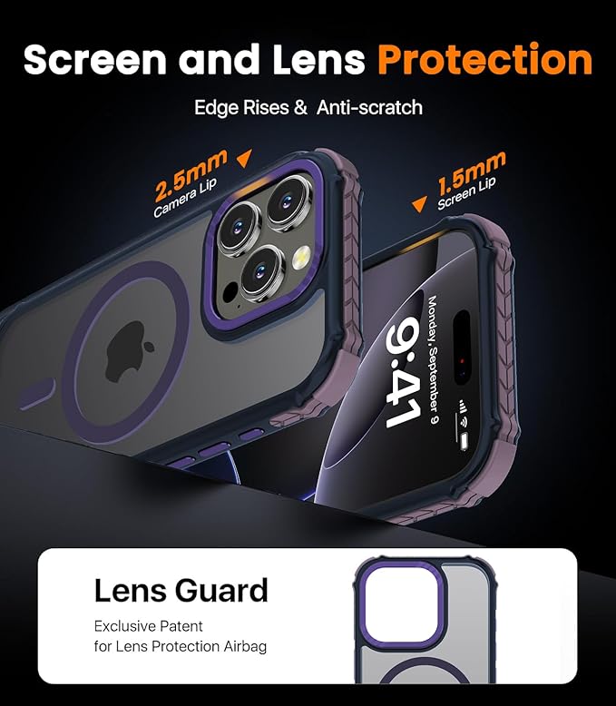 DEERLAMN Strong Magnetic Case for iPhone 16 Pro 6.3-Inch,[Compatible with Magsafe] Translucent Matte Slim Shockproof Protective Phone Cover for Women Men-Forest Purple