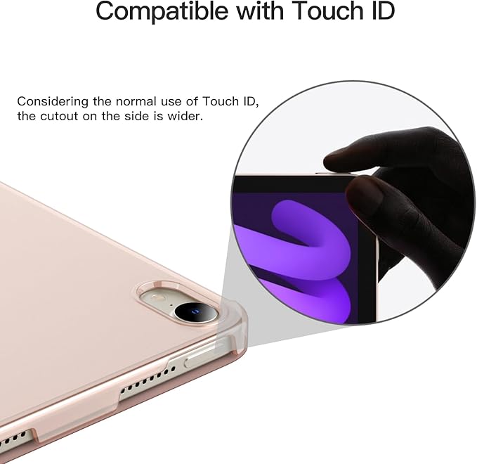 JETech Case for iPad mini (A17 Pro, 2024 Model, 7th Generation) / mini 6 (2021 Model, 6th Generation), Slim Stand Hard Back Shell Smart Cover with Auto Wake/Sleep (Rose Gold)